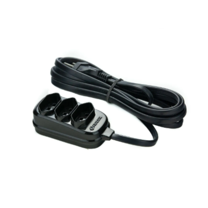 EXTENSÃO ELÉTRICA 3M TRIPOLAR PRETA FIOLUX 10A BIVOLT COM 3 TOMADAS