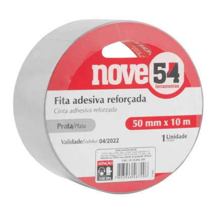 FITA ADESIVA REFORÇADA NOVE54 50 MM X 10 M PRATA POLIETILENO TRANÇADO