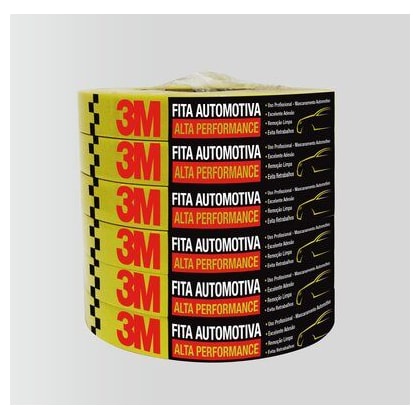 FITA CREPE AUTOMOTIVA 3M 18MM X 40M ALTA PERFORMANCE 121°C