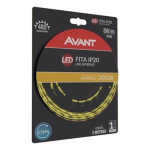 FITA DE LED AVANT NT IP20 4,8W/M 5M 3000K INTERNA 12V ILUMINAÇÃO DECORATIVA