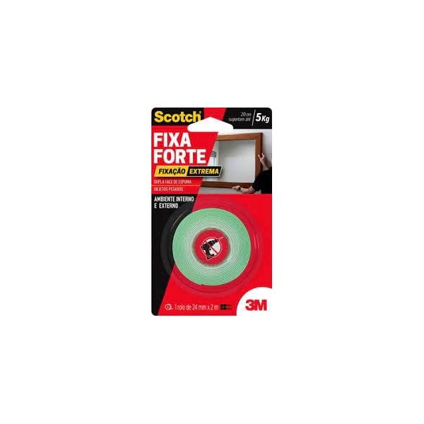 FITA DUPLA FACE 3M SCOTCH 24 MM X 2 M FIXA FORTE EXTREMA ATÉ 5 KG PARA FIXAÇÃO INTERNA-d9032a7b-1f40-410b-bcd6-ad165dc15c46