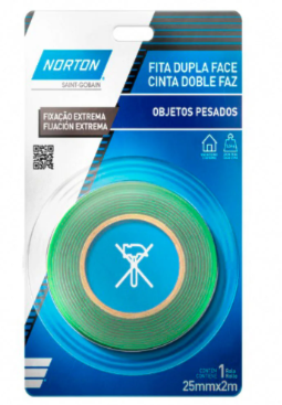 FITA DUPLA FACE NORTON FIXA FORTE EXTREMA 25MM X 2M SUPORTA ATÉ 5
