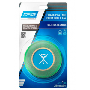 FITA DUPLA FACE NORTON FIXA FORTE EXTREMA 25MM X 2M SUPORTA ATÉ 5,5KG USO INTERNO E EXTERNO