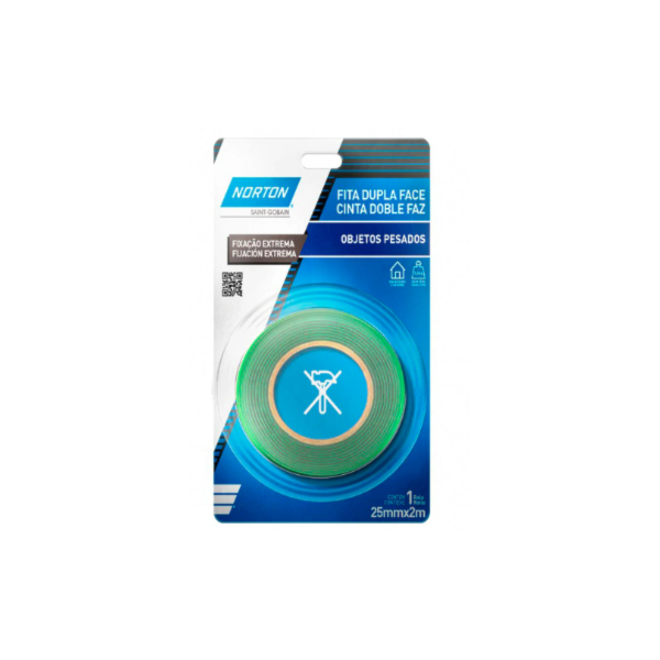 FITA DUPLA FACE NORTON FIXA FORTE EXTREMA 25MM X 2M SUPORTA ATÉ 5,5KG USO INTERNO E EXTERNO-db08d4c9-29ef-439d-92f5-d5a04b2e2821