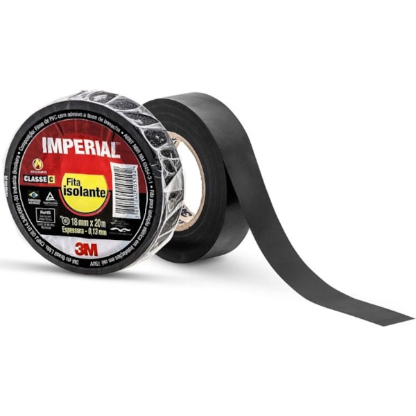 FITA ISOLANTE 3M IMPERIAL PRETA 18MM X 20M-97059a5a-c1b6-4fb1-b8fe-78f3c793743d