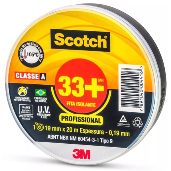 FITA ISOLANTE SCOTCH 33+ 3M 19MM X 20M ALTA RESISTÊNCIA 750V-0d6a40d6-ff0e-4cc7-8697-25bbf62d9e9d