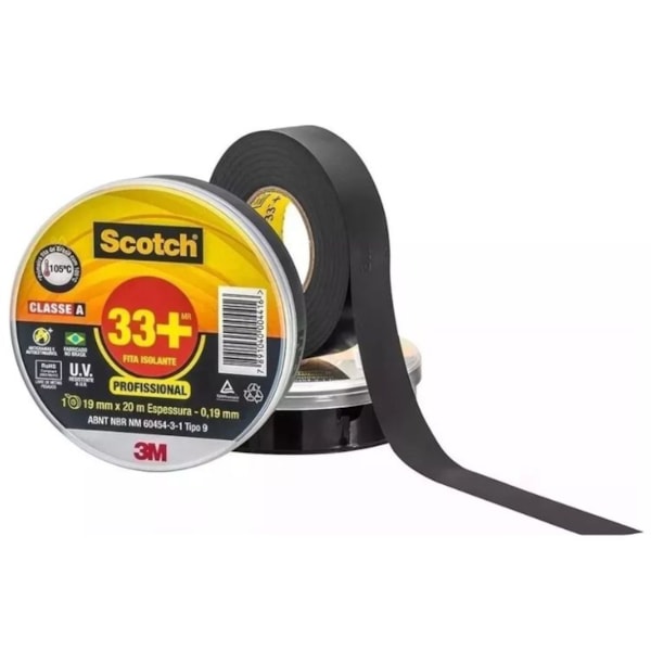 FITA ISOLANTE SCOTCH 33+ 3M 19MM X 20M ALTA RESISTÊNCIA 750V-3c88922b-a1e0-4d83-99d7-9ccf44afbe47