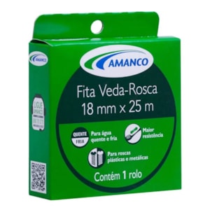 FITA VEDA ROSCA AMANCO 18MM X 25M PARA VEDAÇÃO DE ROSCAS HIDRÁULICAS