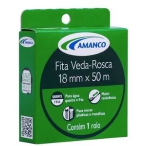 FITA VEDA ROSCA AMANCO 18MM X 50M PARA VEDAÇÃO DE ROSCAS HIDRÁULICAS