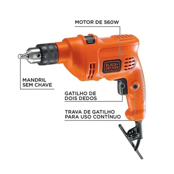 FURADEIRA BLACK & DECKER 560W 127V 3/8
