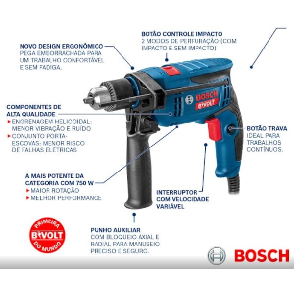 FURADEIRA DE IMPACTO BOSCH GSB 13 RE 1/2