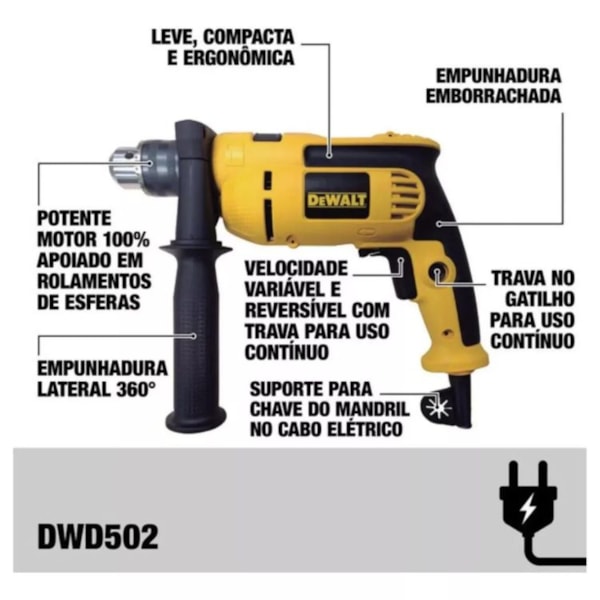 FURADEIRA DE IMPACTO DEWALT 127V 1/2