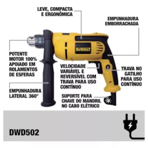 FURADEIRA DE IMPACTO DEWALT 127V 1/2