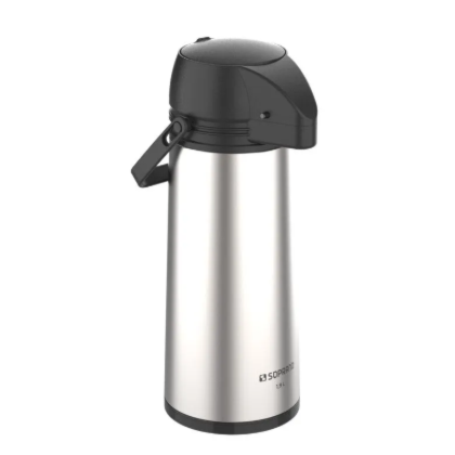 Garrafa Térmica Soprano Single 1,9L Inox Com Bomba De Pressão E Ampola De Vidro
