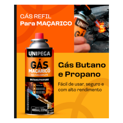 GÁS PARA MAÇARICO UNIPEGA 225G EN 417 ENCAIXE UNIVERSAL MSF 1A