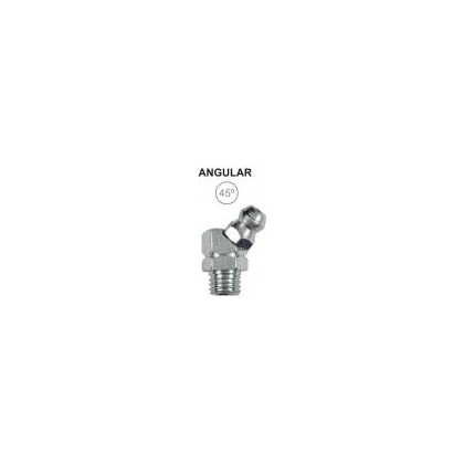 Graxeira Angular 45° Metalúrgica Rf 10Mm M10 Com Rosca Mb Em Aço Zincado
