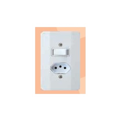 Interruptor Paralelo Com Tomada 2P+T Mec Tronic Millenium 10A 250V Com Placa Descrição Do Produto