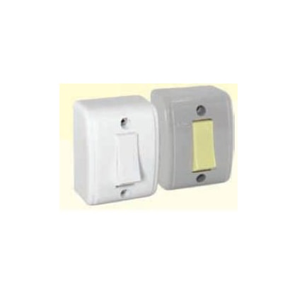 INTERRUPTOR SIMPLES MEC TRONIC 10A 250V SOBREPOR CINZA 1 TECLA PARALELO