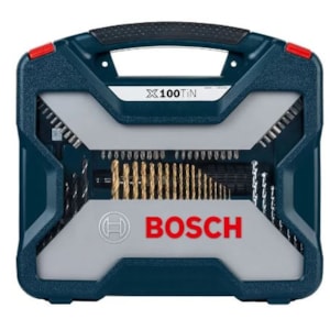 JOGO DE BROCAS E PONTAS BOSCH X LINE 100 PEÇAS COM MALETA TITÂNIO MULTIMATERIAL