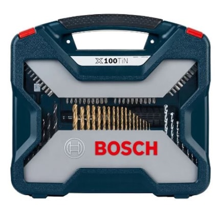 JOGO DE BROCAS E PONTAS BOSCH X LINE 100 PEÇAS COM MALETA TITÂNIO MULTIMATERIAL