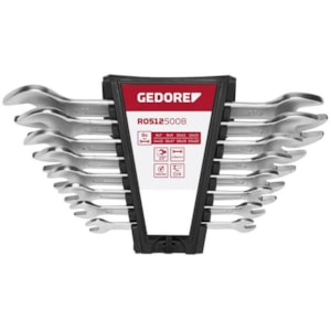 Jogo De Chave Fixa Gedore Red 6 A 32Mm Com 12 Peças Em Aço Niquelado E Cromado