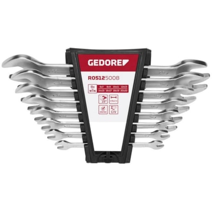 Jogo De Chave Fixa Gedore Red 6 A 32Mm Com 12 Peças Em Aço Niquelado E Cromado