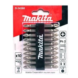 JOGO DE PONTAS BITS MAKITA POWER BITS PH2 D 34366 PHILLIPS 65 MM COM 10 PEÇAS