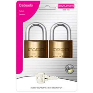 Kit 2 Cadeados Pado Sm 25Mm Com 4 Chaves Iguais E Mesmo Segredo