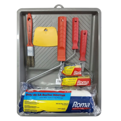 KIT COMPLETO PARA PINTURA ROMA FLEX 23CM COM 7 PEÇAS PARA USO DOMÉSTICO E PROFISSIONAL