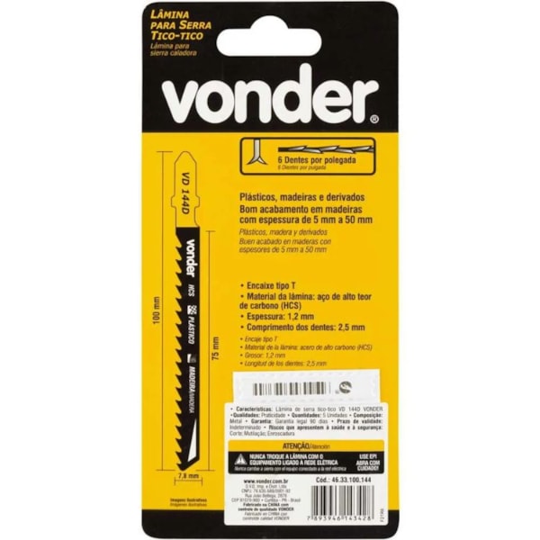 LÂMINA DE SERRA TICO TICO VONDER PARA MADEIRA | CARTELA COM 5 LÂMINAS-456f4465-e01a-405e-a6da-d50a9dce6005