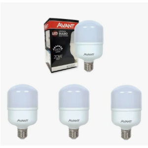 LÂMPADA LED BULBO AVANT 20W 6500K BIVOLT E27 PACK COM 3 UNIDADES
