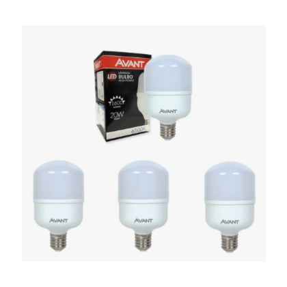 Lâmpada LED Bulbo Avant 20W 6500K Bivolt E27 Pack Com 3 Unidades