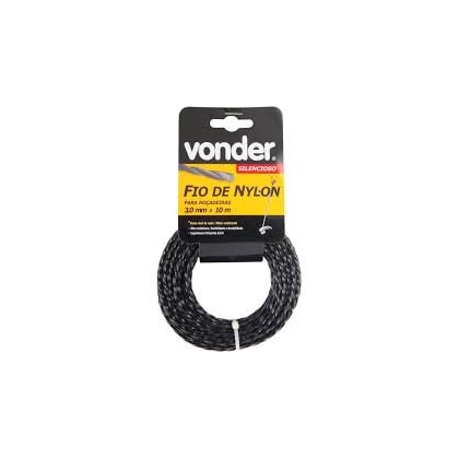 LINHA DE NYLON TORCIDA VONDER 2,4MM ROLO 10M PRETA PARA ROÇADEIRA