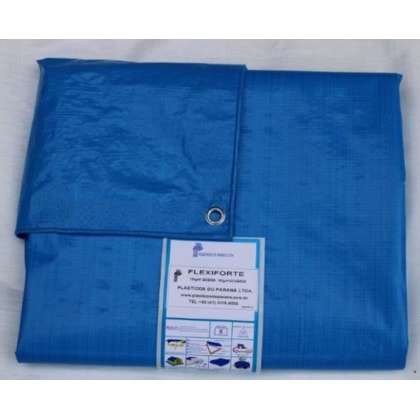 Lona Leve 3X6M Azul Flexifort 100 Micra Com Ilhoses Metálicos E Proteção UV