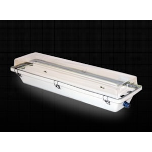 LUMINÁRIA SOBREPOR TEC LUZ 2X16/20W PVC CINZA COM DIFUSOR ACRÍLICO TRANSPARENTE
