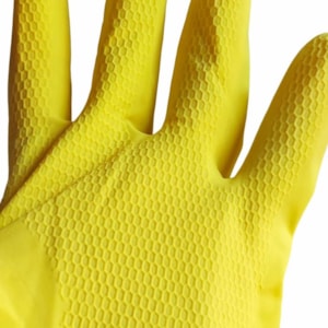 LUVA DE LÁTEX AMARELA VOLK FORRADA EG 30CM CA 10695
