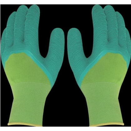 LUVA DE MALHA COM BANHO DE LÁTEX VERDE PLASTCOR EG CA 42372