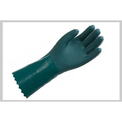 Luva De PVC Forrada Plastcor Verde 25 Cm Palma Lisa Ca 34568