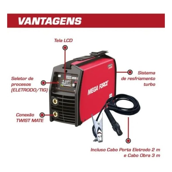 MÁQUINA DE SOLDA LINCOLN ELECTRIC MEGA FORCE 205ID MMA TIG 200A MONOFÁSICA-6ef25338-e36c-47da-8b57-d7c9a3e7467e