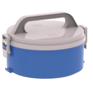 Marmita Térmica 1,5L Soprano Cinza E Azul Com Isolamento Eps Bpa Free