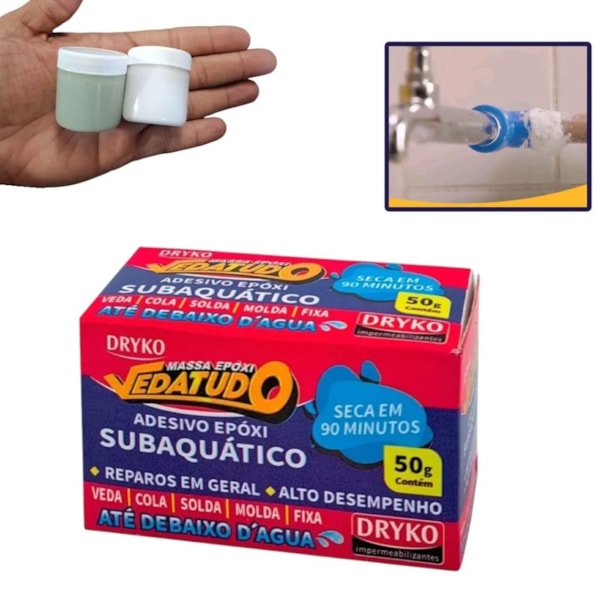 MASSA EPÓXI VEDATUDO DRYKO 50G P/ REPAROS SECOS E SUBMERSOS-6006a866-1b49-43be-8255-5868f56591b4