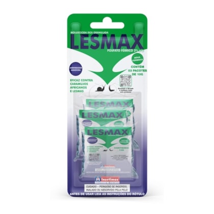 Moluscicida Lesmax Insetimax 3 Sachês De 10 G Para Controle De Lesmas E Caramujo Africano