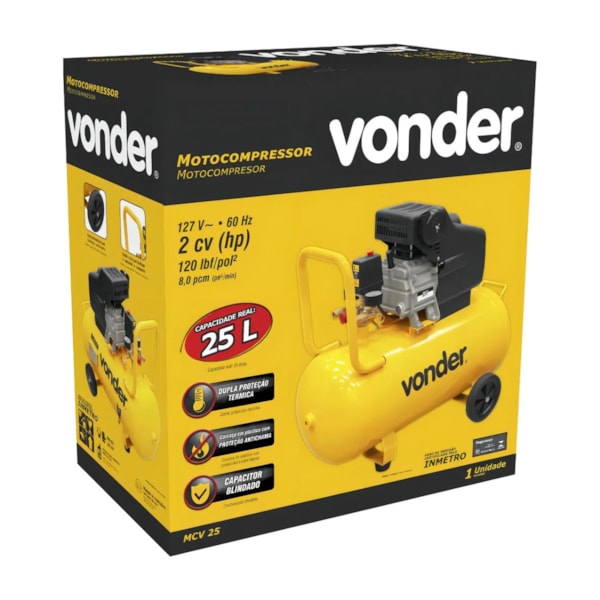 MOTOCOMPRESSOR VONDER 2CV 25L 127V PROFISSIONAL ALTA CAPACIDADE-202a2669-cd5e-4091-ac31-8eaf6f32c14c