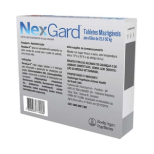 NEXGARD 136MG PARA CÃES DE 25,1KG A 50KG ANTIPULGAS E CARRAPATOS PARA CÃES