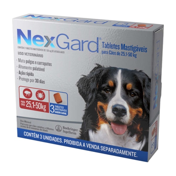 NEXGARD 136MG PARA CÃES DE 25,1KG A 50KG ANTIPULGAS E CARRAPATOS PARA CÃES-24458c2b-c619-41e0-8e9b-7a3f7cbc9181