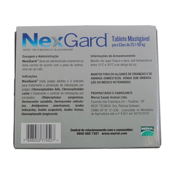 NEXGARD 136MG PARA CÃES DE 25,1KG A 50KG ANTIPULGAS E CARRAPATOS PARA CÃES-b67d7740-482d-4f39-99bb-1a1e109a7ce6