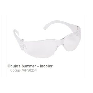 ÓCULOS DE SEGURANÇA SS2 INCOLOR SUMMER C.A 19176 PRO SAFETY