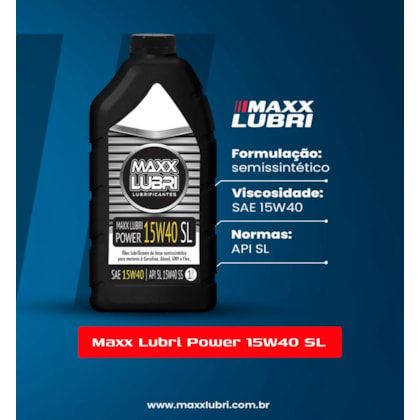 ÓLEO MOTOR SAE 40 MAXXLUB INCOL C40 1L PARA GASOLINA ÁLCOOL E GNV