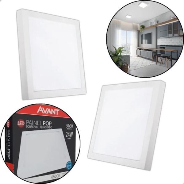 PAINEL LED PLAFON DE SOBREPOR 29X29CM AVANT 24W QUADRADO 6500K BIVOLT BRANCO FRIO-f9177eff-d501-40b5-b2ae-751aa41f3566