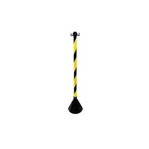 PEDESTAL DE SINALIZAÇÃO PLASTCOR 90CM EM PVC PRETO E AMARELO